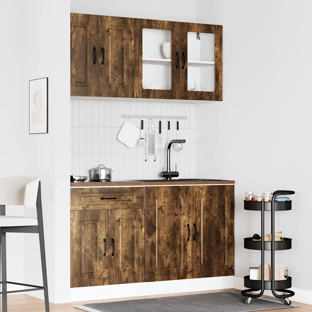 Set Mobili da Cucina 4 pz Kalmar Rovere Fumo Legno Multistrato 3314856