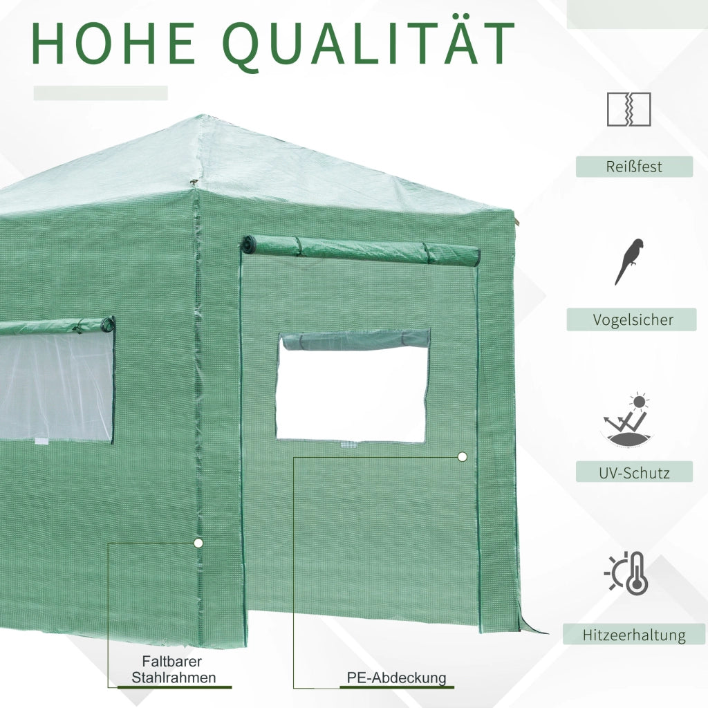 Serra/Serra per pomodori con porta e finestra avvolgibili, in acciaio PE, verde scuro, 238 x 178 x 240 cm, per una coltivazione ottimale delle piante.