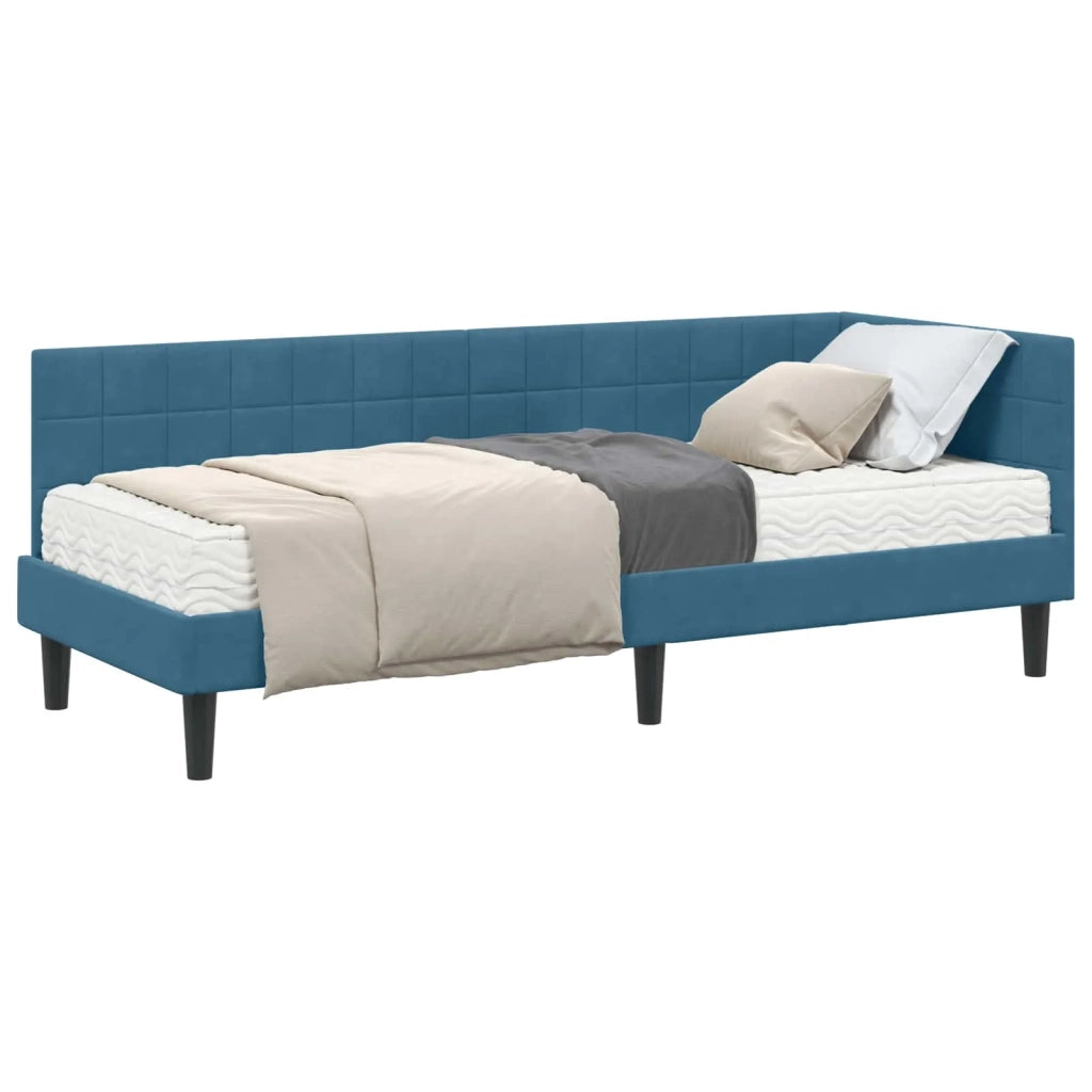 Struttura Letto Angolare con Materasso 2 pcs Blu Velluto 3393957