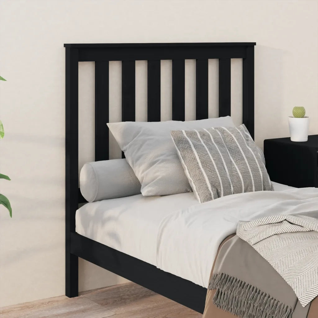 Testiera per Letto Nera 96x6x101 cm in Legno Massello di Pino 818504