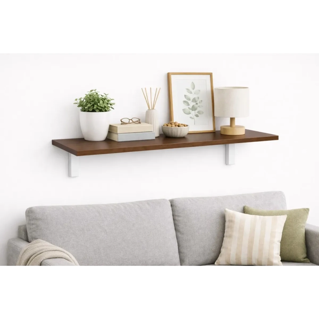 Mensola da Muro da appoggio in Legno nobilitato spessore 1,8 cm in colore Noce 60x30 cm