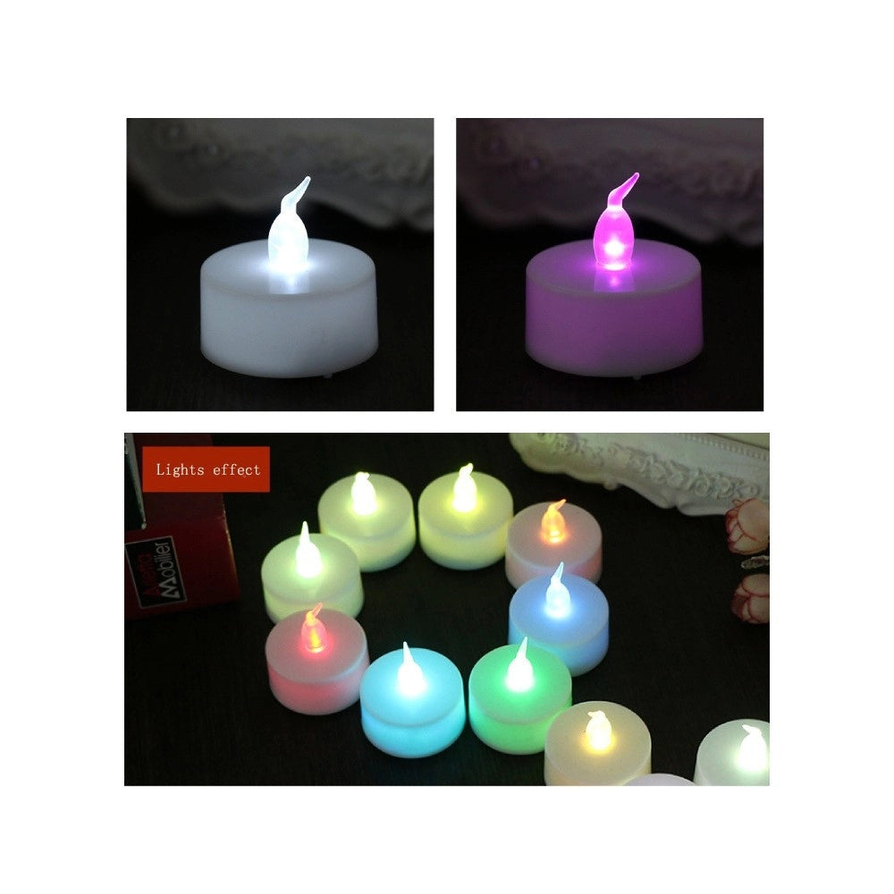 Trade Shop - Set Candele Candeline A Batteria Tea Light A Led Multicolore Rgb Effetto Fiamma -