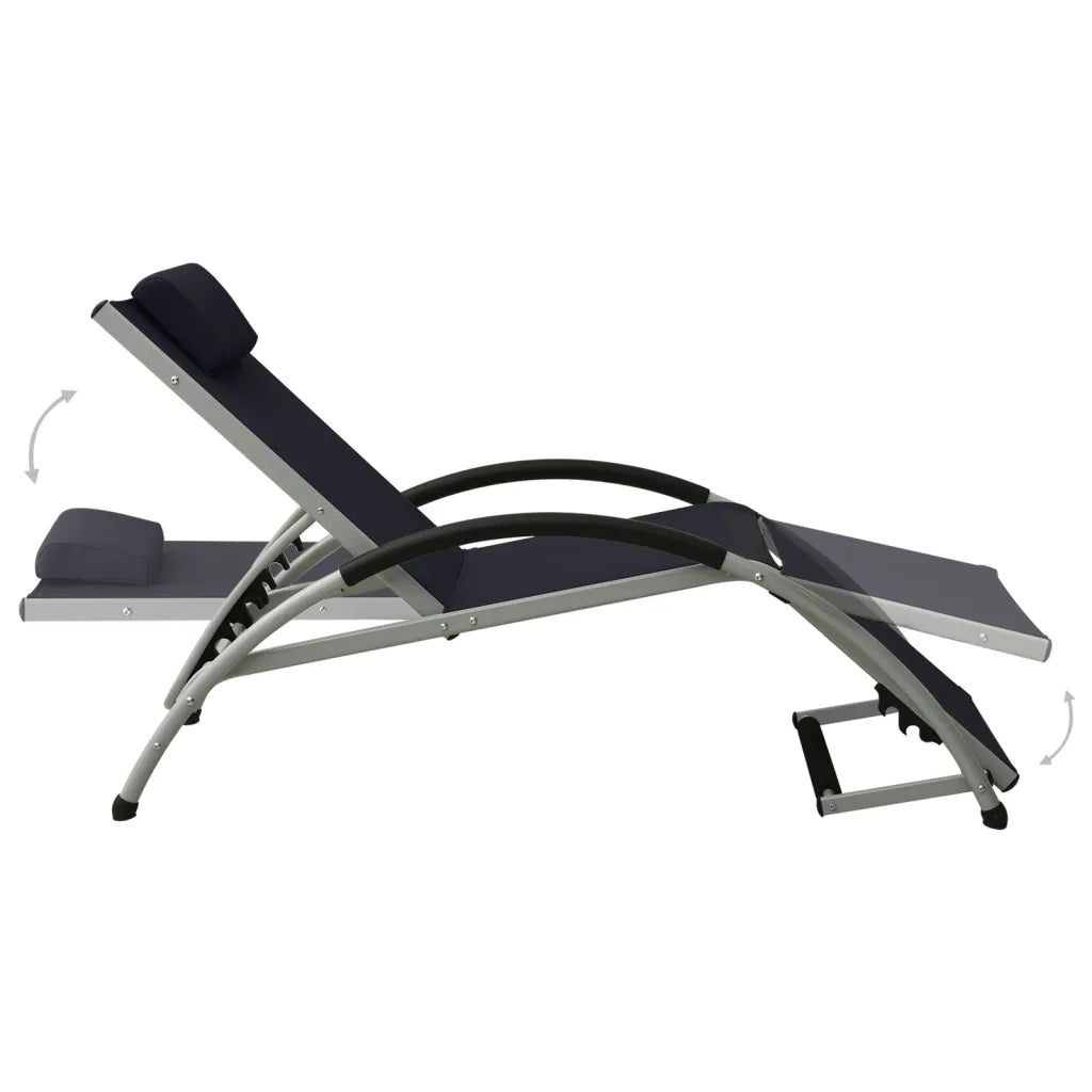 Lettino Prendisole con Cuscino in Textilene Nero 310529