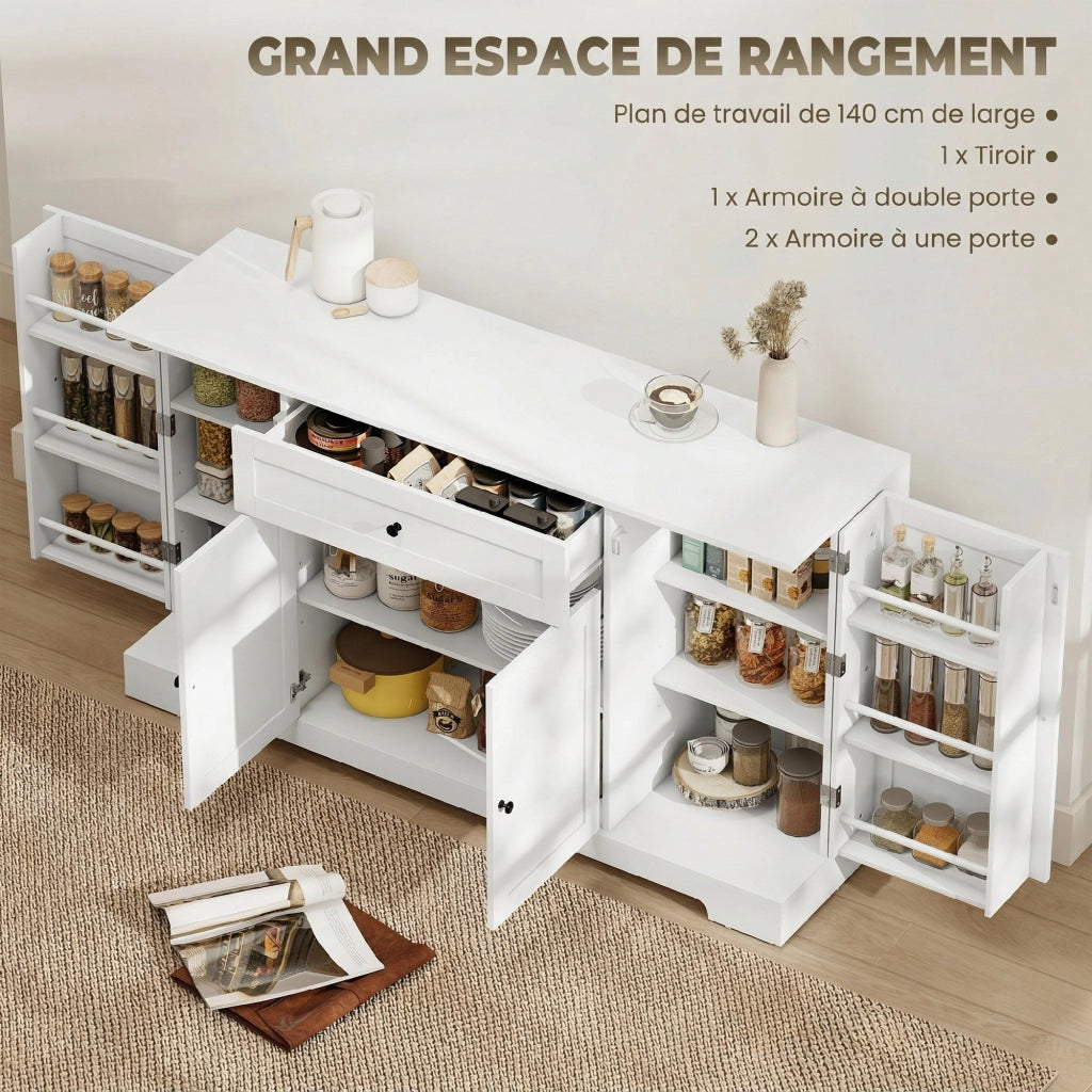 Credenza ¨C Minimal ¨C bianco, 4 ante, cassetti, scaffali regolabili