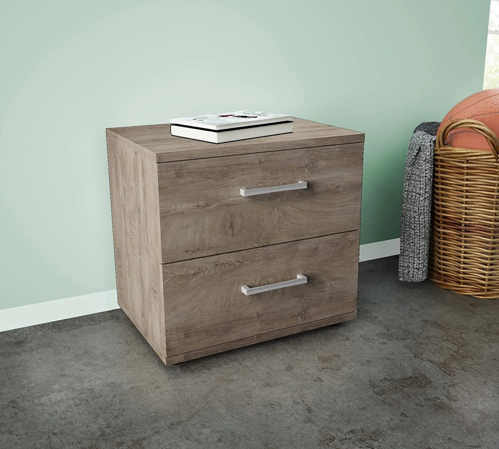 KIT COMODINO 2 CASSETTI 48x36x41cm ROVERE