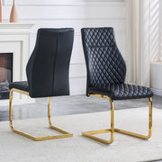 [Set di 2] Sedie da pranzo con motivo a rombi neri: schienale alto + comodo cuscino di seduta, struttura in metallo color oro, antiscivolo e resistent