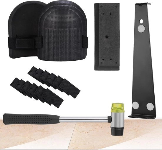 Kit per installazione di pavimenti in legno - 40 supporti di distanza Heavy Duty Barra di trazione solida Blocco di martellatura a doppia faccia Mallet in schiuma Guanti di protezione per ginocchia