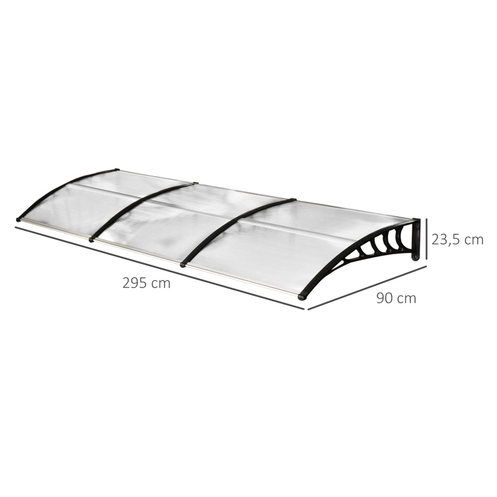 TETTOIA PER PORTA 90 x 295 cm Bianca in Alluminio e Policarbonato