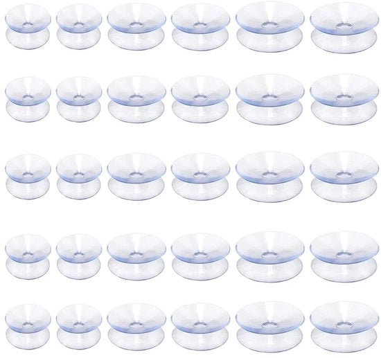 Zuignappen in PVC per vetro - 30 pezzi - Antiscivolo - Doppie - Piccole dimensioni - Resistenti all'acqua - Varie misure