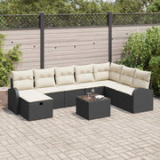 Set di divani con cuscino Nero e crema polyrattan
