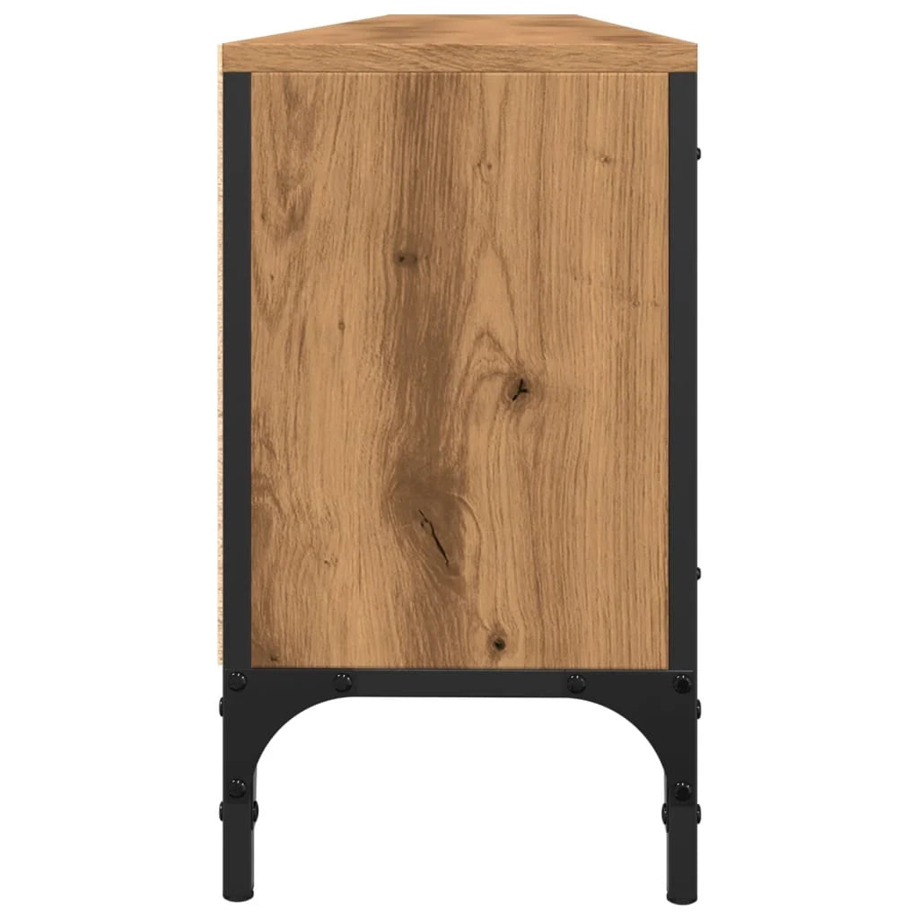 Mobile TV multimediale scaffale TV credenza mobile TV sala da pranzo soggiorno camera da letto con cassetto rovere lavorato a mano 200 x 25 x 44 cm legno ingegnerizzato marrone 02_0028516
