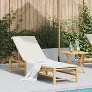Lettino Prendisole con Cuscini 55x199x30 cm in Bambù 4108226