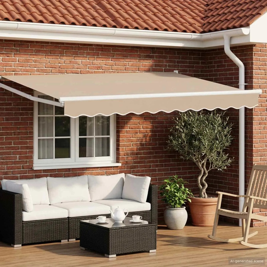 Tenda da Sole | Tenda retrattile Beige 3,5 x 2 m 100% Poliestere e Alluminio