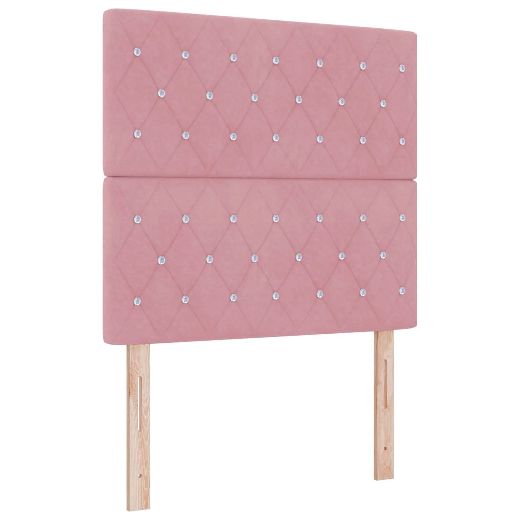 Letto Box Spring LED con Materasso Rosa 100 x 200 cm Velluto 3456010