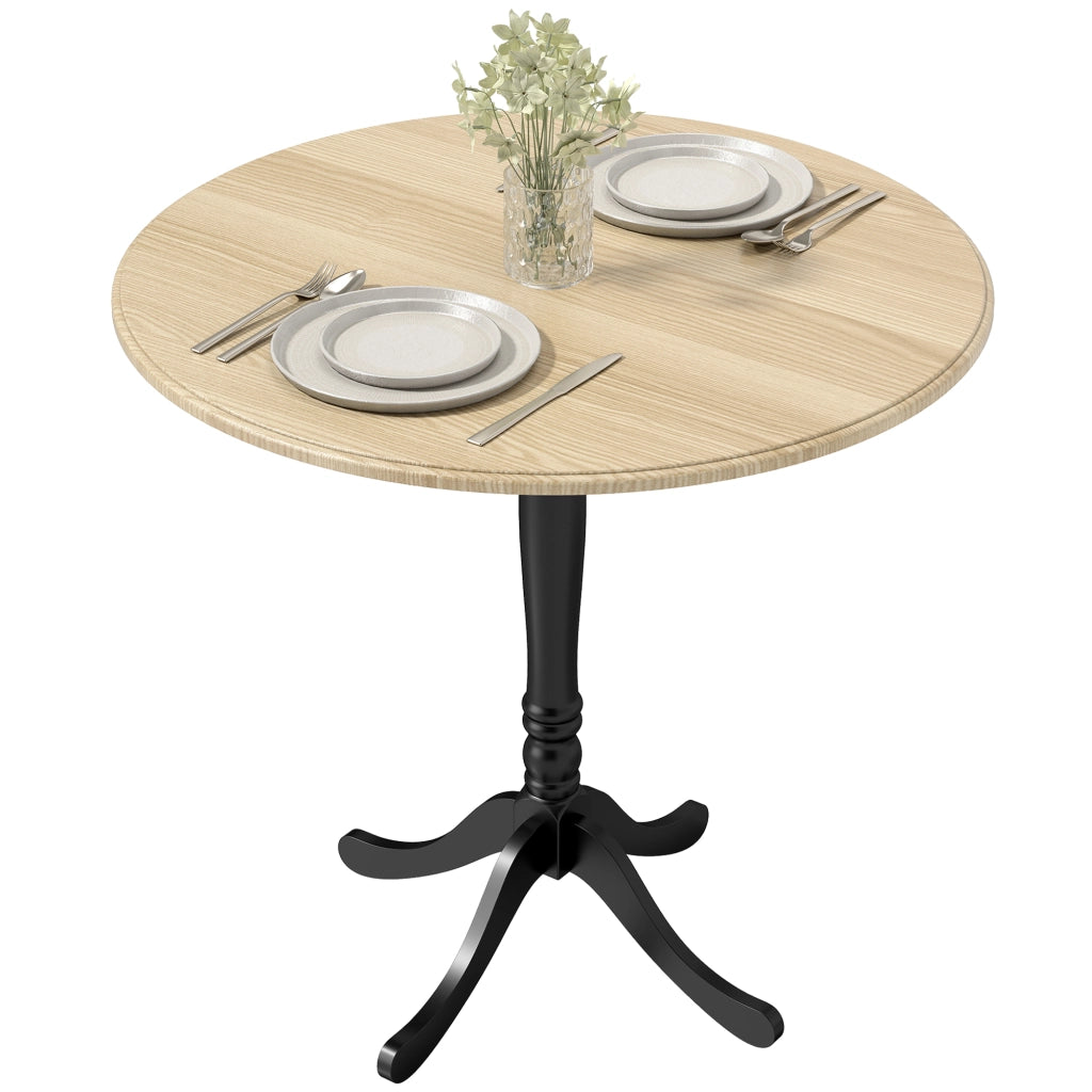 Tavolo da pranzo rotondo 4 persone ? 80 cm ¨C Xylo ¨C legno naturale e nero, gambe in acciaio