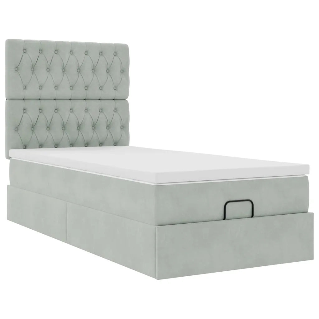Struttura Letto Pouf con Materassi 90x190 cm in Velluto 3313511