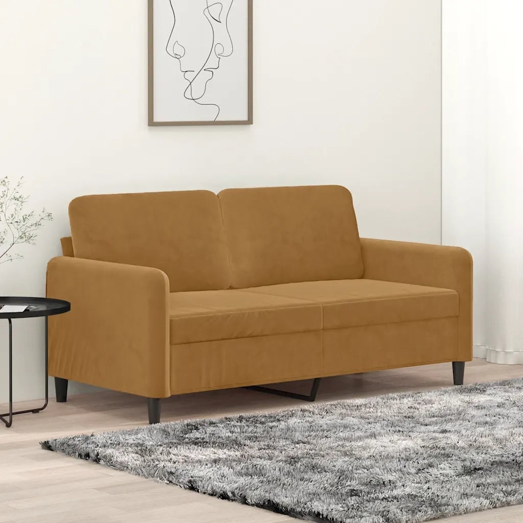 Divano a 2 Posti Marrone 140 cm in Velluto 359449