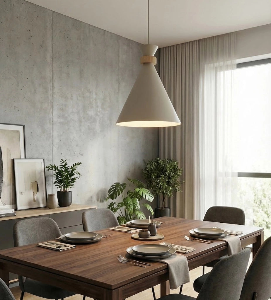 Lampada a sospensione ZERO beige con legno 1xE27 Emibig