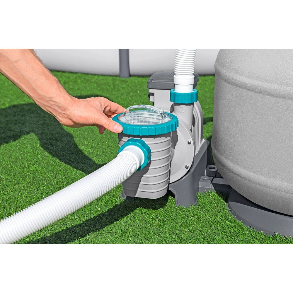 Trade Shop - Pompa Di Filtraggio A Sabbia Con Timer Manometro 11.355l/h Per Piscine Fuori Terra 58486 -