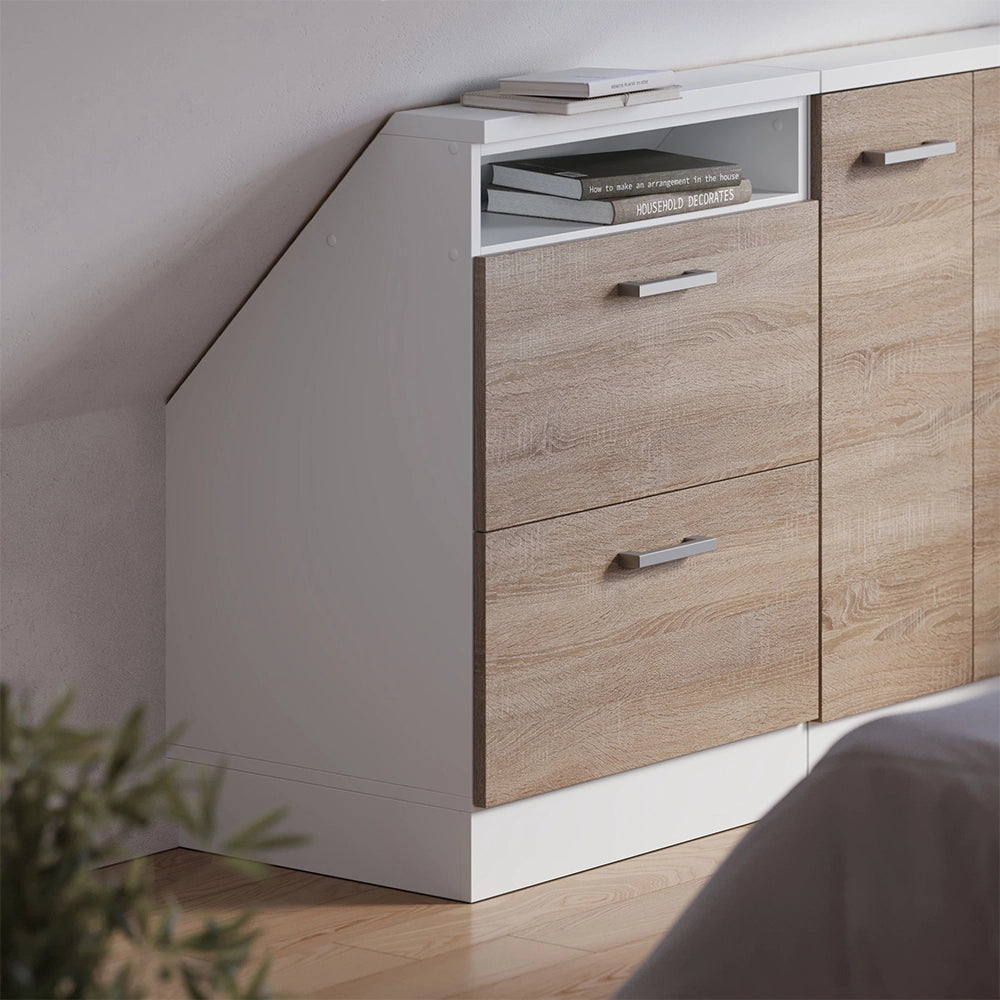 Mobile sottotetto Rion Sonoma/Bianco con 2 cassetti Vicco