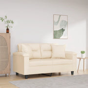 Divano a 2 Posti con Cuscini Beige 120 cm Tessuto Microfibra 3200970