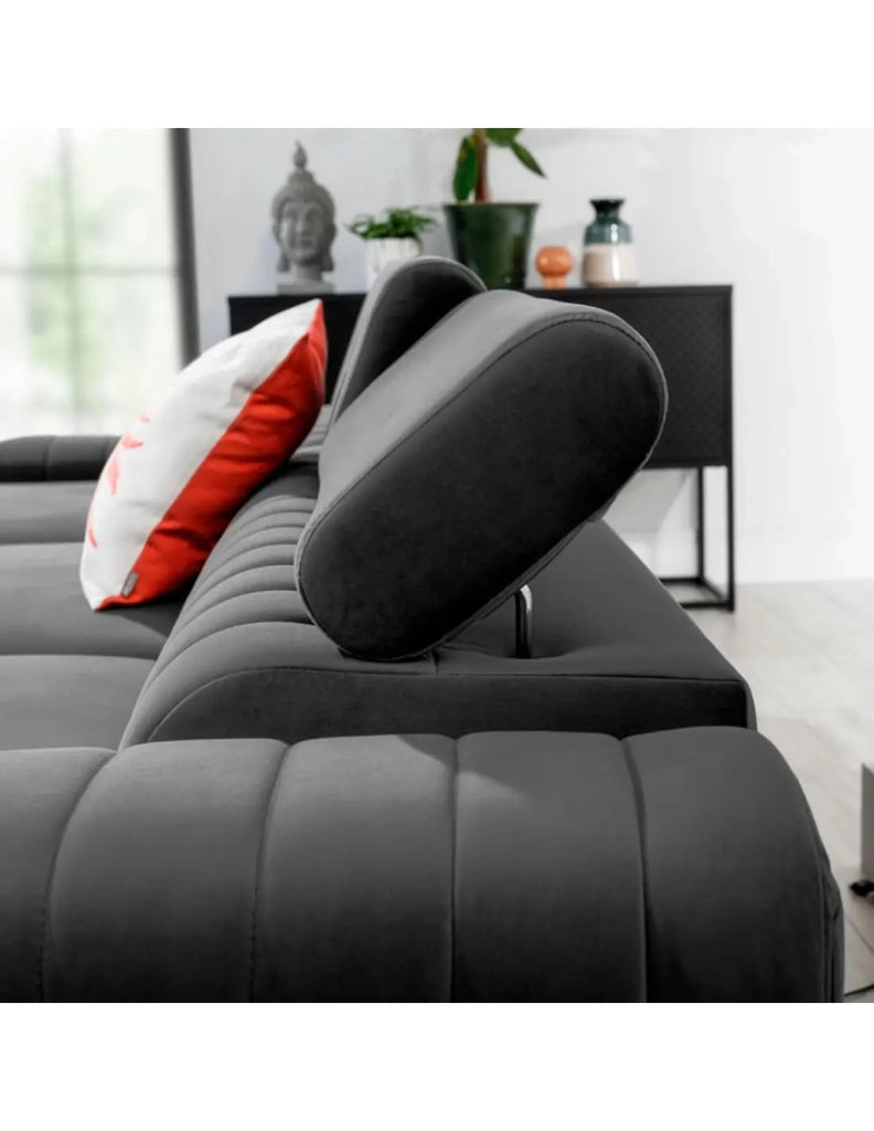Divano angolare sinistro Grigio scuro convertibile 3 posti JAYSON con letto