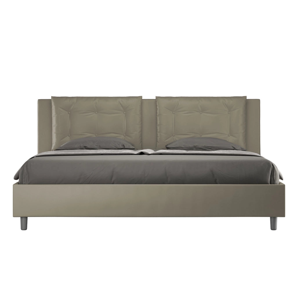 BS COM Letto con rete imbottito 180x190 similpelle cappuccino