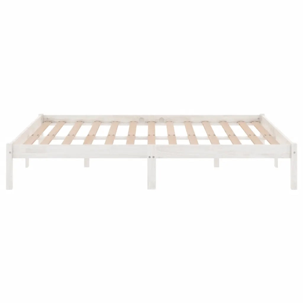Letto matrimoniale | Letto per adulti | Giroletto Bianco in Legno Massello 135x190 cm Double