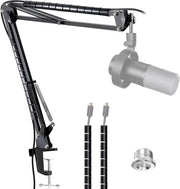 Arma di Elevazione per Microfono XLR/USB - Piedistallo per Microfono K688 con Rivestimento per Cavo - Ideale per Streaming e Gaming