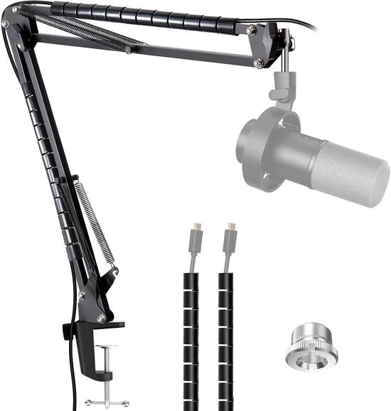 Arma di Elevazione per Microfono XLR/USB - Piedistallo per Microfono K688 con Rivestimento per Cavo - Ideale per Streaming e Gaming