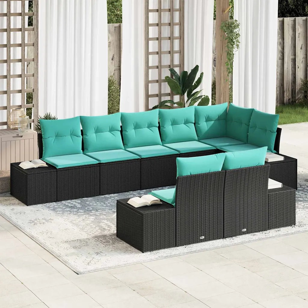 Set Divano da Giardino 8 pz Nero polyrattan 3347116