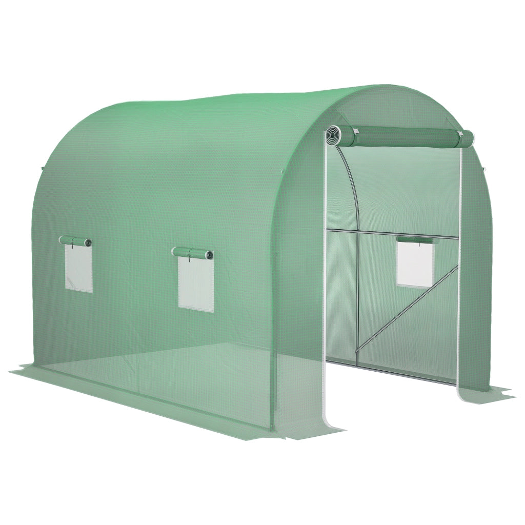 Serra Tunnel da Giardino ¨C Xylo ¨C 6m2 3x2x2,10m Verde con Porta e 4 Finestre