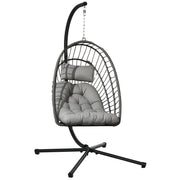 Poltrona Sospesa in Rattan PE ¨C Zephmum ¨C Grigio con Cuscino