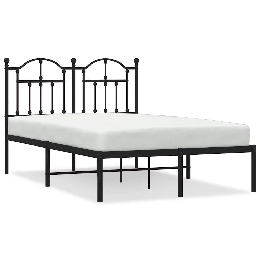 Letto matrimoniale | Letto per adulti | Giroletto con Testiera in Metallo Nero 120x200 cm