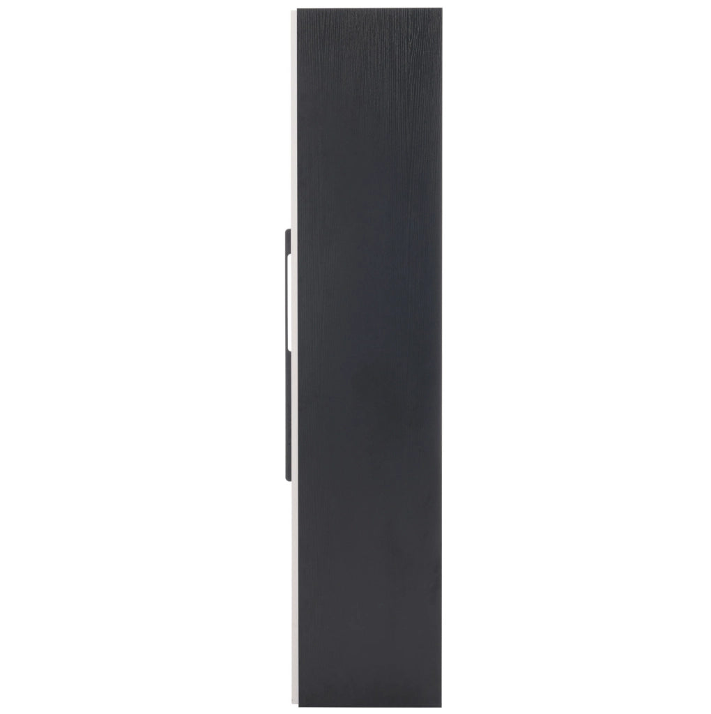 Armadio vetrina 110.5x35x160 cm con LED e ripiano laterale estraibile in MDF e vetro bianco e nero
