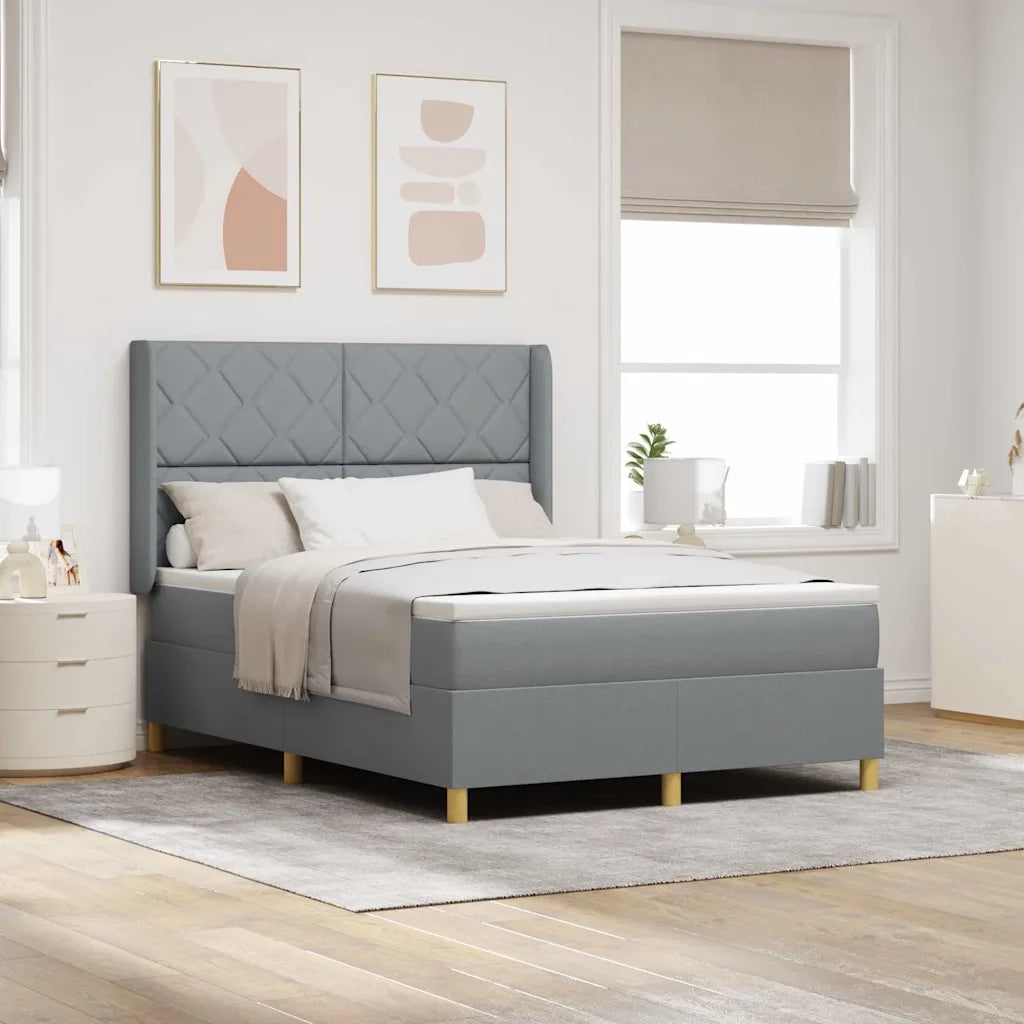 Letto a molle con materasso Grigio chiaro 160 x 200 cm Tessuto