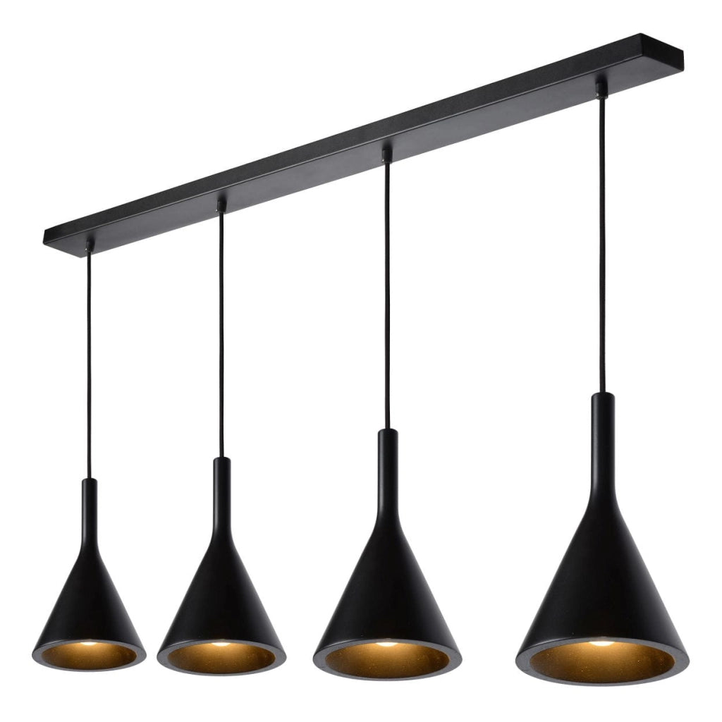 Lampadario in cemento nero Lucide Gipsy 4xE27 dimmerabile