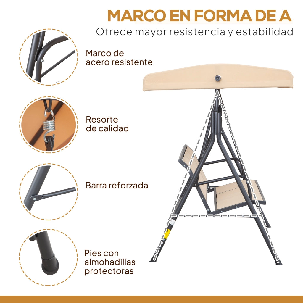 Altalena da Giardino 3 Posti con Tettoia ¨C Minimal ¨C Grigio Acciaio 175x118x159 cm