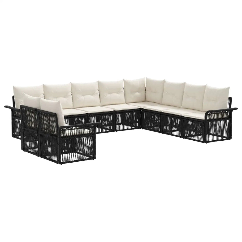 Set Divano da Giardino 10 pz Nero polyrattan 3434875