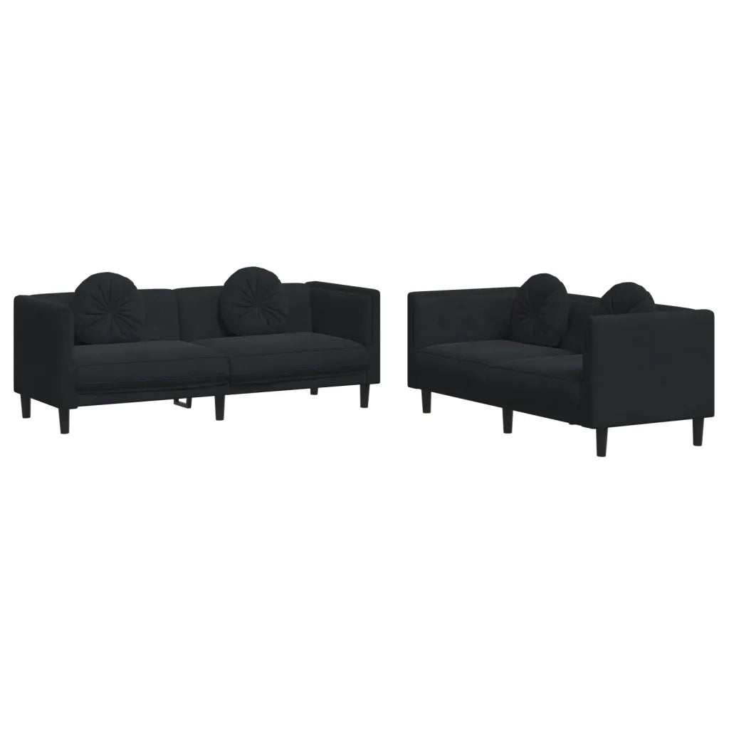 Set di Divani 2 pz con Cuscini Nero in Velluto 3209262