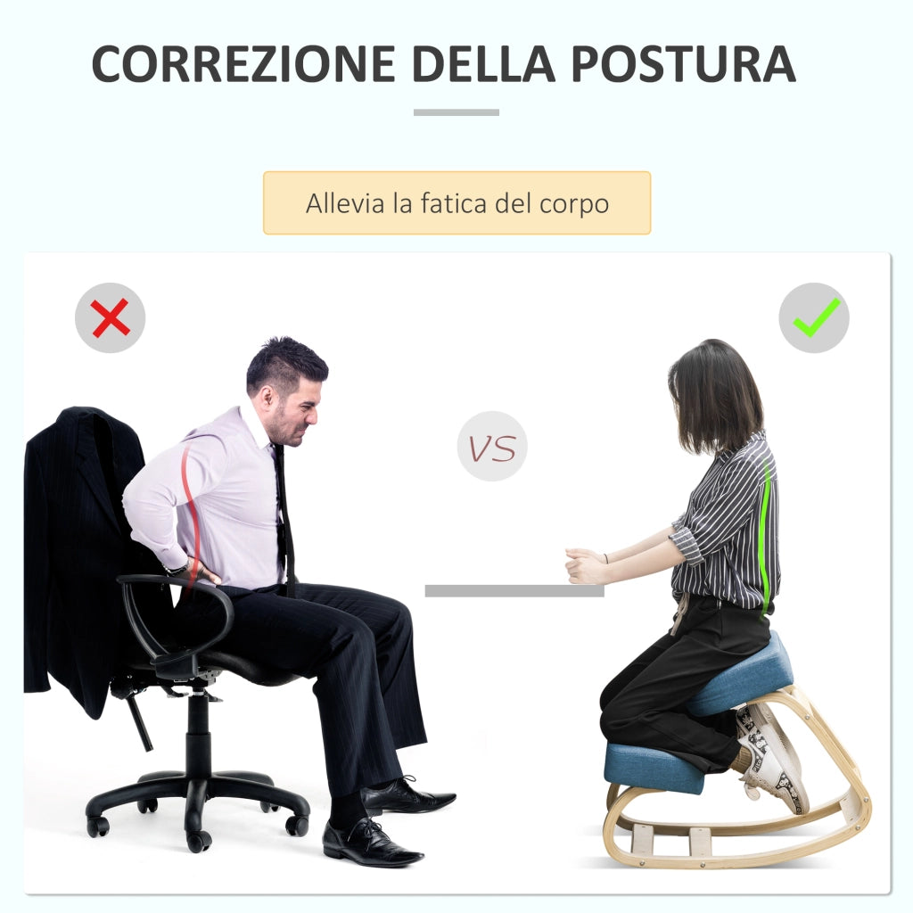 Sedia con Inginocchiatoio e Cuscino ¨C Zephmum ¨C Legno di Betulla, Blu, 51x69x58cm