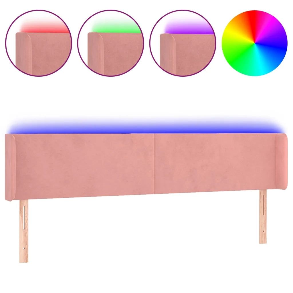 Testiera a LED-Testata con LED Rosa 183x16x78/88 cm in Velluto 145818
