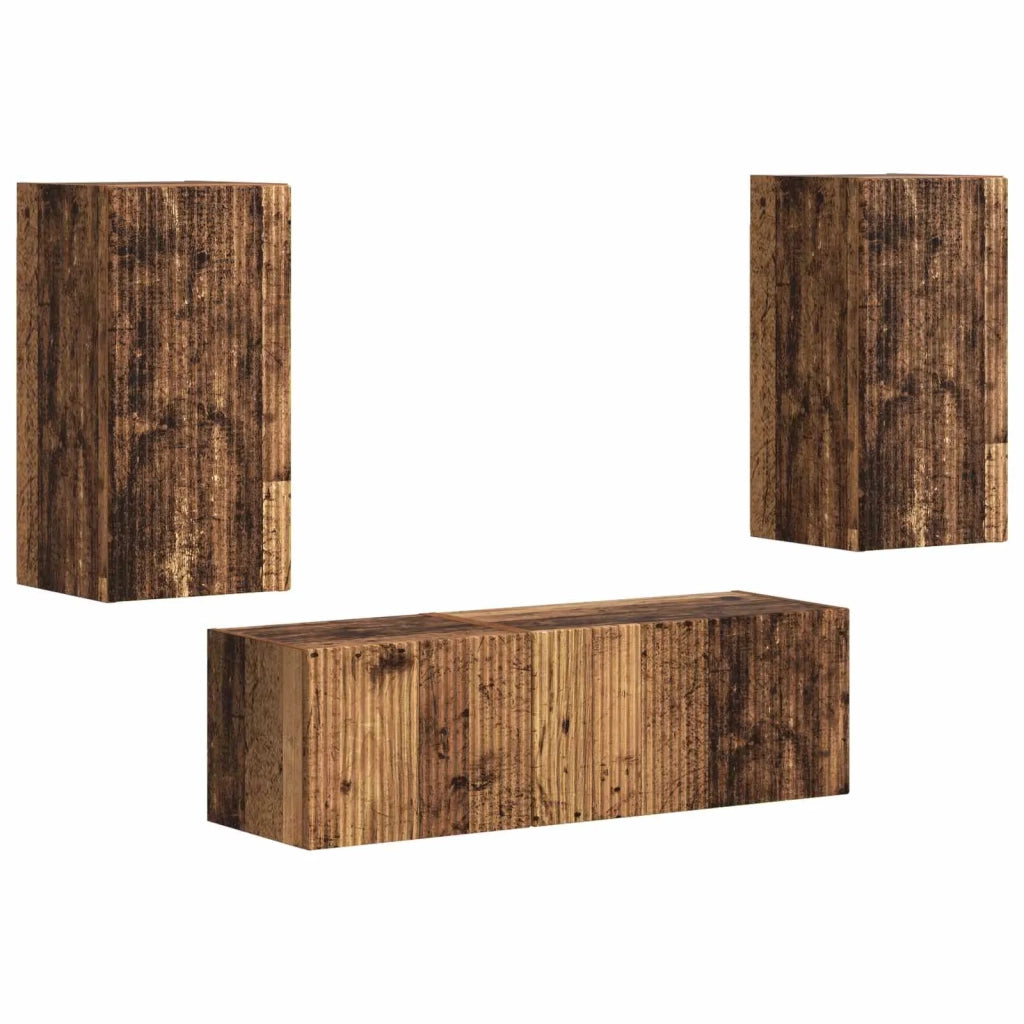 Set di Mobiletto da TV a Parete 4 pcs Legno vecchio