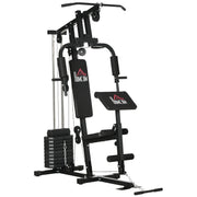 EasyComfort Stazione Fitness Multifunzione Power Tower con Pesi fino 45kg e Panca Imbottita, 135x103x210cm