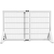 Cancelletto di Sicurezza per Cani ¨C Xylo ¨C 2 Pannelli Regolabile 63-106 cm Legno Acciaio Bianco