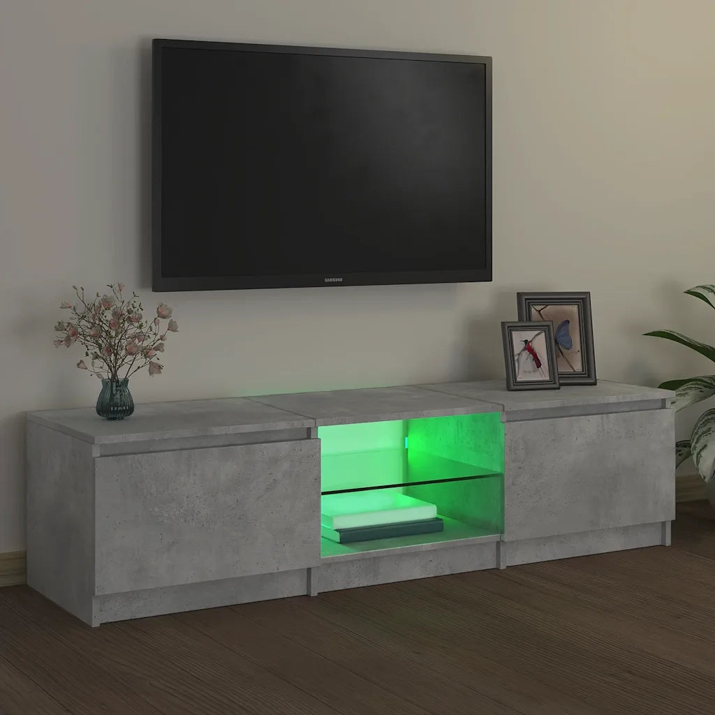 Mobile Porta TV con Luci LED Grigio Cemento 140x40x36 cm 804296