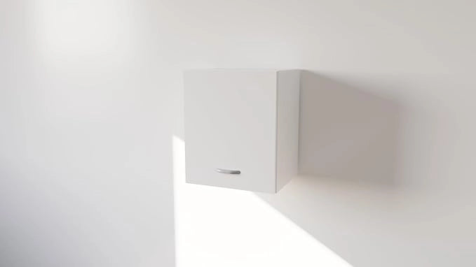 Pensile Cucina  in Legno Nobilitato Bianco Frassino, Mobile Alto con 1 Anta, Pensile Componibile Moderno Made in Italy (H48XL40XP33cm)