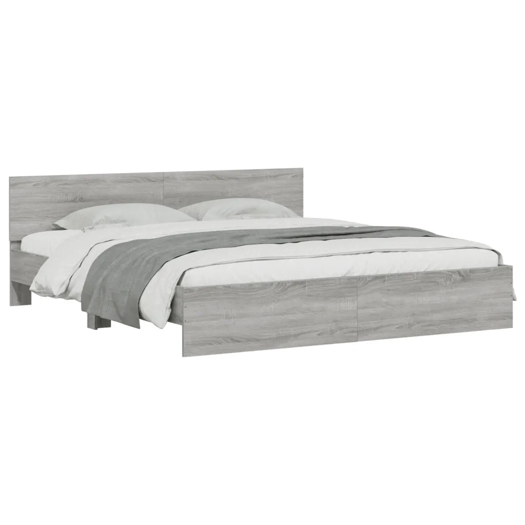 Letto matrimoniale | Letto per adulti | Giroletto con Testiera Grigio Sonoma 180x200 cm