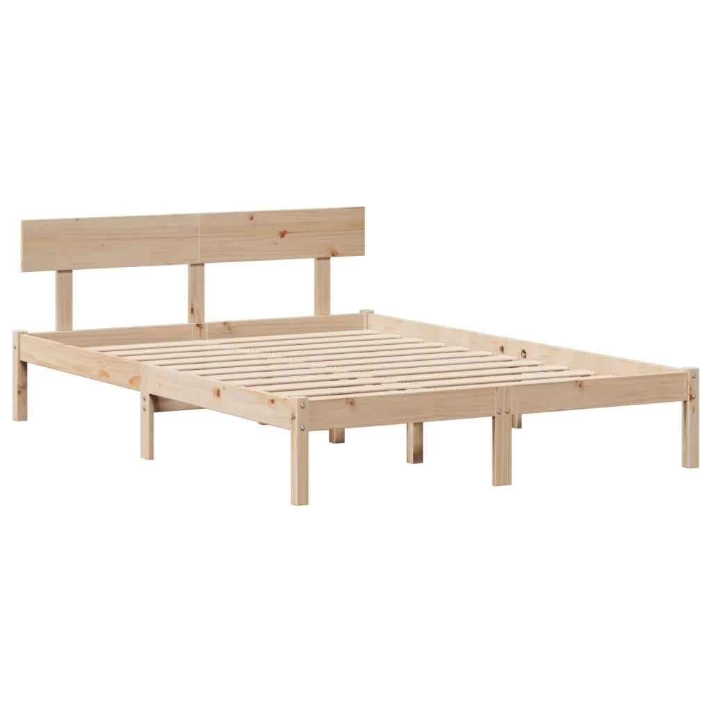 Letto matrimoniale | Letto per adulti | Letto senza Materasso 150x200 cm in Legno Massello di Pino