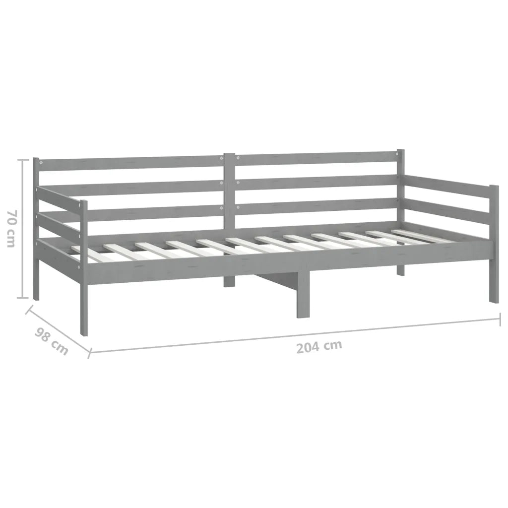 Divano Letto con Materasso 90x200 cm Grigio in Legno di Pino 3083586